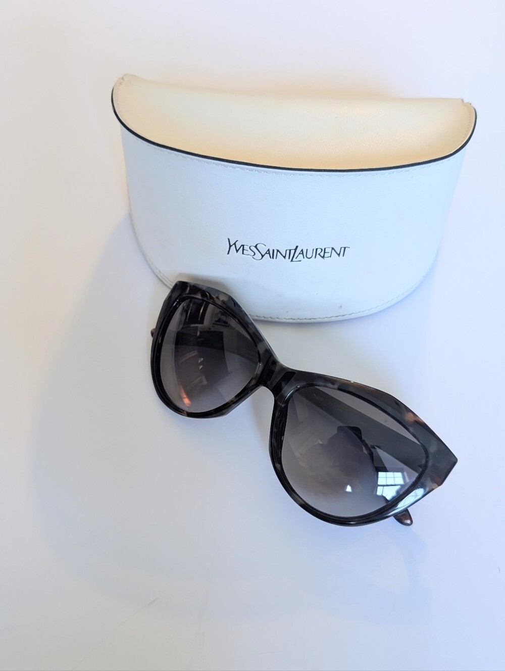Yves Saint Laurent YSL 6374 Rare Purple Dark Havana Tortoiseshell Sunglasses Y2K